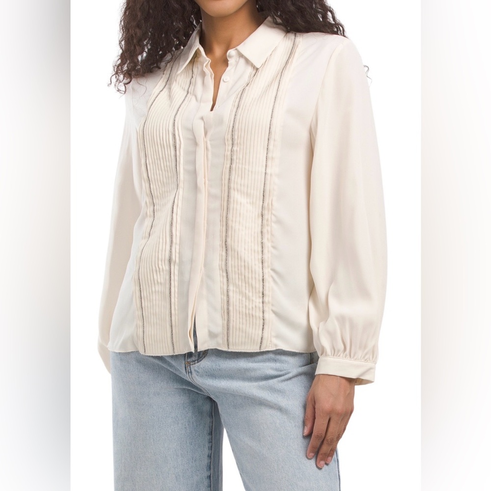 Zara Beige Button-Up Blouse